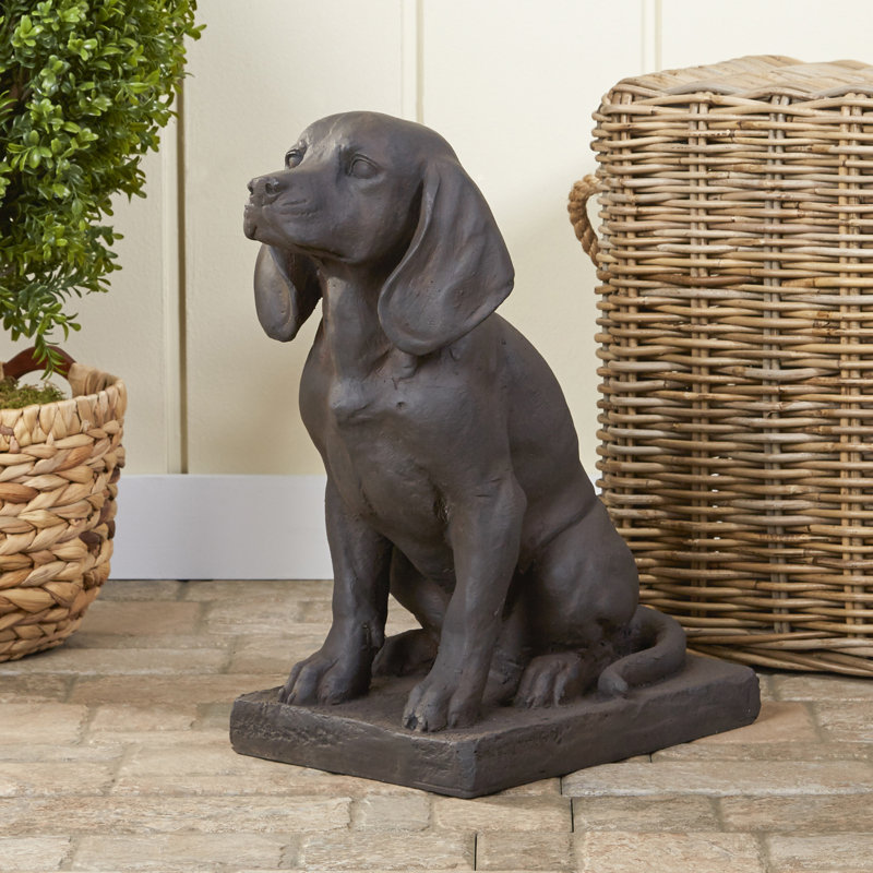 black dog garden statue